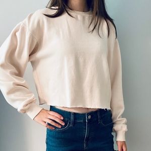 Pale Pink Brandy Melville Cropped Sweatshirt